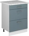 Vicco K&uuml;chenunterschrank R-Line Blau-Grau/Wei&szlig; 60 cm mit Schubladen AP Marmor