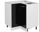 Vicco Eckunterschrank R-Line Schwarz Hochglanz/Wei&szlig; 76 cm ohne Arbeitsplatte