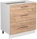 Vicco K&uuml;chenunterschrank Fame-Line Goldkraft Eiche/Wei&szlig; 80 cm mit 3 Schubladen ohne