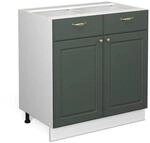 Vicco K&uuml;chenunterschrank Fame-Line Gr&uuml;n-Gold Landhaus/Wei&szlig; 80 cm ohne
