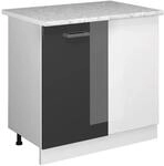 Vicco Eckunterschrank R-Line Anthrazit Hochglanz/Wei&szlig; 86 cm AP Marmor