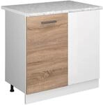 Vicco Eckunterschrank R-Line K&uuml;chen Eckschrank Sonoma/Wei&szlig; 86 cm AP Marmor