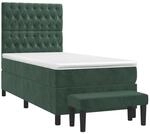 vidaXL Boxspringbett mit Matratze Dunkelgr&uuml;n 100x200 cm Samt 3138010
