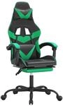 vidaXL Gaming-Stuhl mit Fu&szlig;st&uuml;tze Schwarz und Gr&uuml;n Kunstleder 3143857