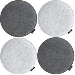 DuneDesign 4 Runde Sitzkissen aus Filz &Oslash; 35 cm 3 cm Stark in Grau