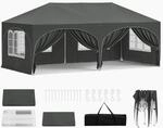 WOLTU Pavillon 3x6 m Wasserabweisend UV-Schutz 50+ H&ouml;henverstellbar Grau