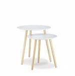 Relaxdays Beistelltisch 2er Set Holz Wei&szlig; Skandinavisch 47 cm x 47,5 cm 41 cm x 39