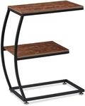 Relaxdays Beistelltisch Metall MDF Dunkelbraun 2 Ablagen 57,5 cm x 47,5 cm x 25 cm