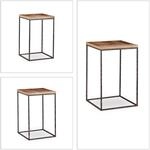 Relaxdays Beistelltisch 3er Set Mangoholz Braun Wei&szlig; Schwarz 55,5 cm x 35,5 cm x