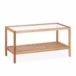 Relaxdays Beistelltisch Walnussholz Glas Natur Transparent mit 2 Ablagefl&auml;chen 40 cm