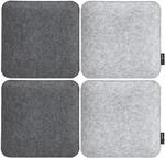 DuneDesign 4 Eckige Sitzkissen aus Filz 35 x 35 x 3 cm in Grau