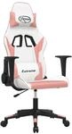 vidaXL Gaming-Stuhl mit Massagefunktion Wei&szlig; und Rosa Kunstleder 345454