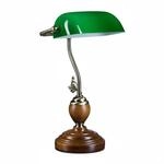 Relaxdays Bankerlampe Holz Glas Metall Gr&uuml;n Rutschfest 43 cm x 26,5 cm x 18 cm