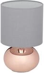 Relaxdays Nachttischlampe Eisen Stoff Kupfer Touch Dimmbar 28 cm x 18 cm 0,8 kg