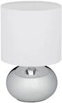 Relaxdays Nachttischlampe Eisen Stoff Silber Touch Dimmbar 28 cm x 18 cm 0,8 kg