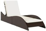 vidaXL Sonnenliege mit Auflage Braun 60x205x73 cm Poly Rattan 368279