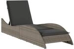 vidaXL Sonnenliege mit Auflage Grau 60x205x73 cm Poly Rattan 368280