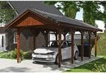 Satteldach-Carport Wallgau Nussbaum 380 x 750 cm Dachlattung