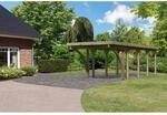 Karibu Einzelcarport Classic 3 Variante C inkl. 2 Einfahrtsb&ouml;gen KDI Gr&uuml;n