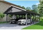 Satteldach-Carport Wallgau Schiefergrau 620 x 900 cm rote Schindeln