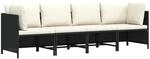 vidaXL 4-Sitzer-Gartensofa mit Auflagen Schwarz Poly Rattan 313515