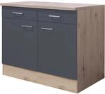 Flex-Well Exclusiv K&uuml;chen-Unterschrank Morena 100cm Basaltg. matt-San Remo Eiche