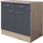 Flex-Well Exclusiv K&uuml;chen-Unterschrank Morena 80cm Basaltgrau-San Remo Eiche