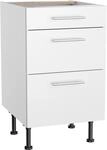 Optifit K&uuml;chen-Unterschrank mit 3 Ausz&uuml;gen Bengt932 50 cm x 87 cm x 58,4 cm Wei&szlig;