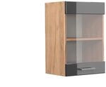 Vicco K&uuml;chenglasschrank R-Line Anthrazit Hochglanz/Goldkraft Eiche 40 cm