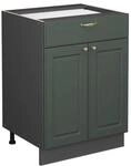 Vicco K&uuml;chenunterschrank Fame-Line Gr&uuml;n-Gold Landhaus/Anthrazit 60 cm mit Schublade
