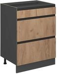 Vicco K&uuml;chenunterschrank R-Line Goldkraft Eiche/Anthrazit 60 cm J-Shape mit
