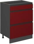 Vicco K&uuml;chenunterschrank R-Line Rot/Anthrazit 60 cm J-Shape mit Schubladen ohne