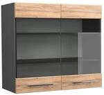 Vicco K&uuml;chenglasschrank Fame-Line Glash&auml;ngeschrank Goldkraft Eiche/Anthrazit 80 cm