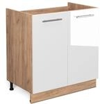 Vicco Sp&uuml;lenunterschrank Fame-Line Wei&szlig; Hochglanz/Goldkraft Eiche 80 cm ohne