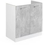 Vicco Sp&uuml;lenunterschrank R-Line K&uuml;chenunterschrank f&uuml;r die Sp&uuml;le Beton/Wei&szlig; 80