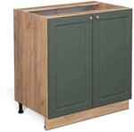 Vicco Sp&uuml;lenunterschrank Fame-Line Gr&uuml;n-Gold Landhaus/Goldkraft Eiche 80 cm mit