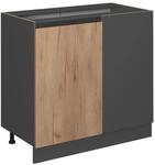 Vicco Eckunterschrank R-Line Goldkraft Eiche/Anthrazit 86 cm J-Shape ohne