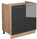 Vicco Sp&uuml;lenunterschrank Fame-Line Anthrazit Hochglanz/Goldkraft Eiche 80 cm ohne