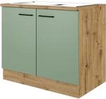 Flex-Well Exclusiv K&uuml;chen-Sp&uuml;lenschrank DSPU Cara 100cm Schilfgr&uuml;n-Artisan...