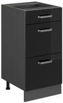 Vicco K&uuml;chenunterschrank R-Line Schwarz Hochglanz/Anthrazit 40 cm mit Schubladen