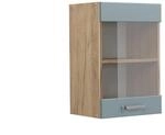 Vicco K&uuml;chenglasschrank R-Line Glash&auml;ngeschrank Blau-Grau/Goldkraft Eiche 40 cm
