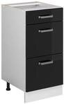 Vicco K&uuml;chenunterschrank R-Line Schwarz Hochglanz/Wei&szlig; 40 cm mit Schubladen ohne