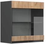 Vicco K&uuml;chenglasschrank R-Line Goldkraft Eiche/Anthrazit 60 cm J-Shape