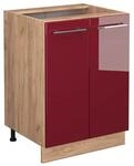 Vicco K&uuml;chenunterschrank Fame-Line Bordeaux Hochglanz/Goldkraft Eiche 60 cm ohne