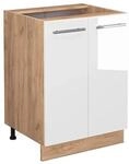 Vicco K&uuml;chenunterschrank Fame-Line Wei&szlig; Hochglanz/Goldkraft Eiche 60 cm ohne