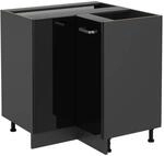 Vicco Eckunterschrank R-Line Schwarz Hochglanz/Anthrazit 76 cm ohne Arbeitsplatte