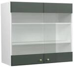 Vicco K&uuml;chenglasschrank Fame-Line Glash&auml;ngeschrank Gr&uuml;n-Gold Landhaus Wei&szlig; 80 cm