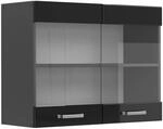 Vicco K&uuml;chenglasschrank R-Line Glash&auml;ngeschrank Schwarz Hochglanz/Anthrazit 80 cm