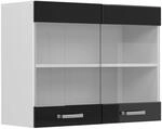 Vicco K&uuml;chenglasschrank R-Line Glash&auml;ngeschrank Schwarz Hochglanz/Wei&szlig; 80 cm