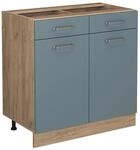 Vicco K&uuml;chenunterschrank R-Line Blau-Grau/Goldkraft Eiche 80 cm ohne Arbeitsplatte